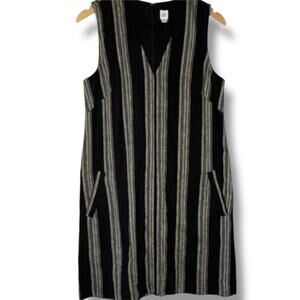 Gap Dress NWT Women's Size Small Linen Shift Comfort Black White Striped Pockets